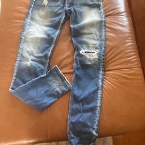 Blue Distressed Womens Jeans